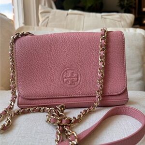 Tory Burch Pink Crossbody Bag with Gold Chain